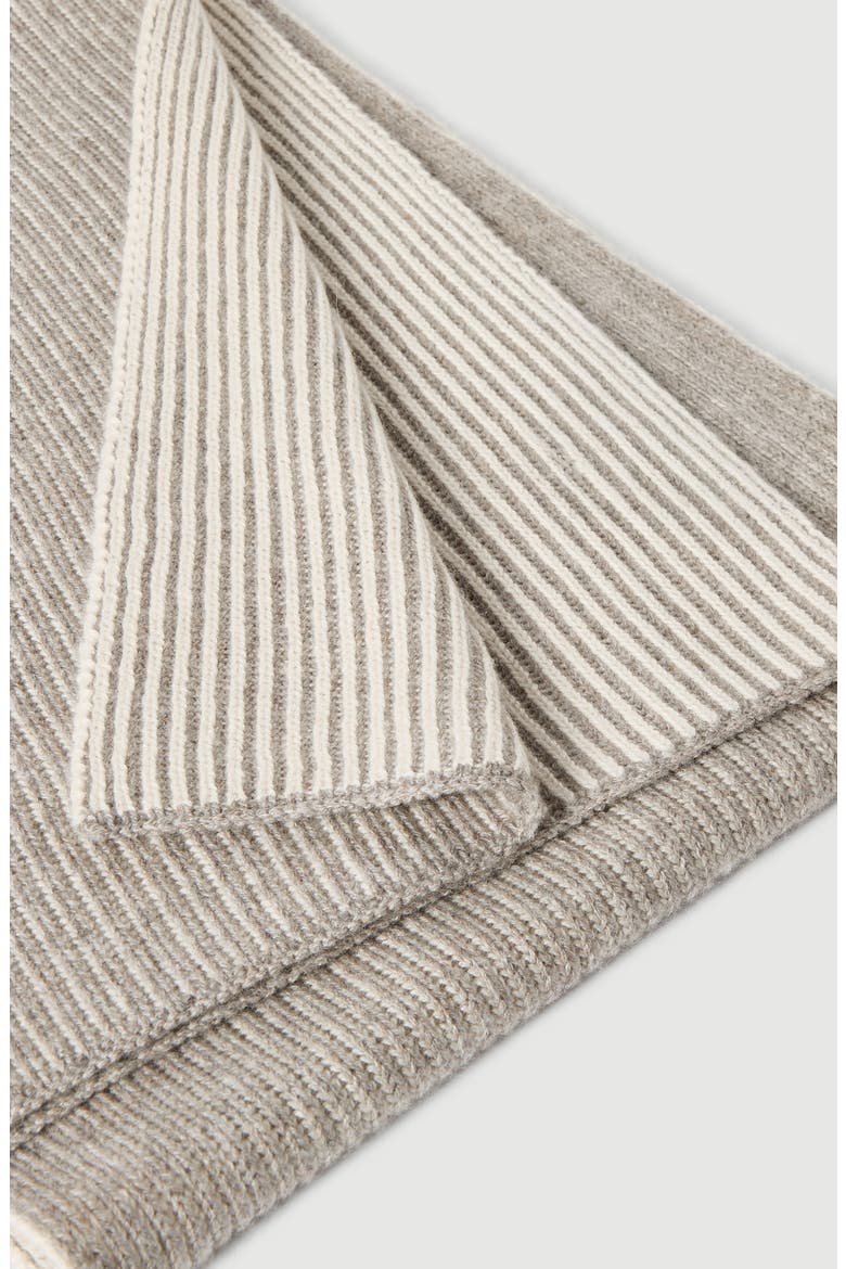 Cashmere English rib vanisé knit scarf, Alternate, color, Light Grey