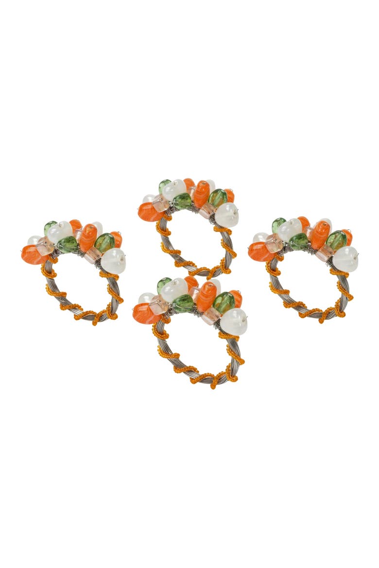 Artisan Agate Set of 4 Citrus Cluster Napkin Rings, Main, color, ORANGE/ GREEN