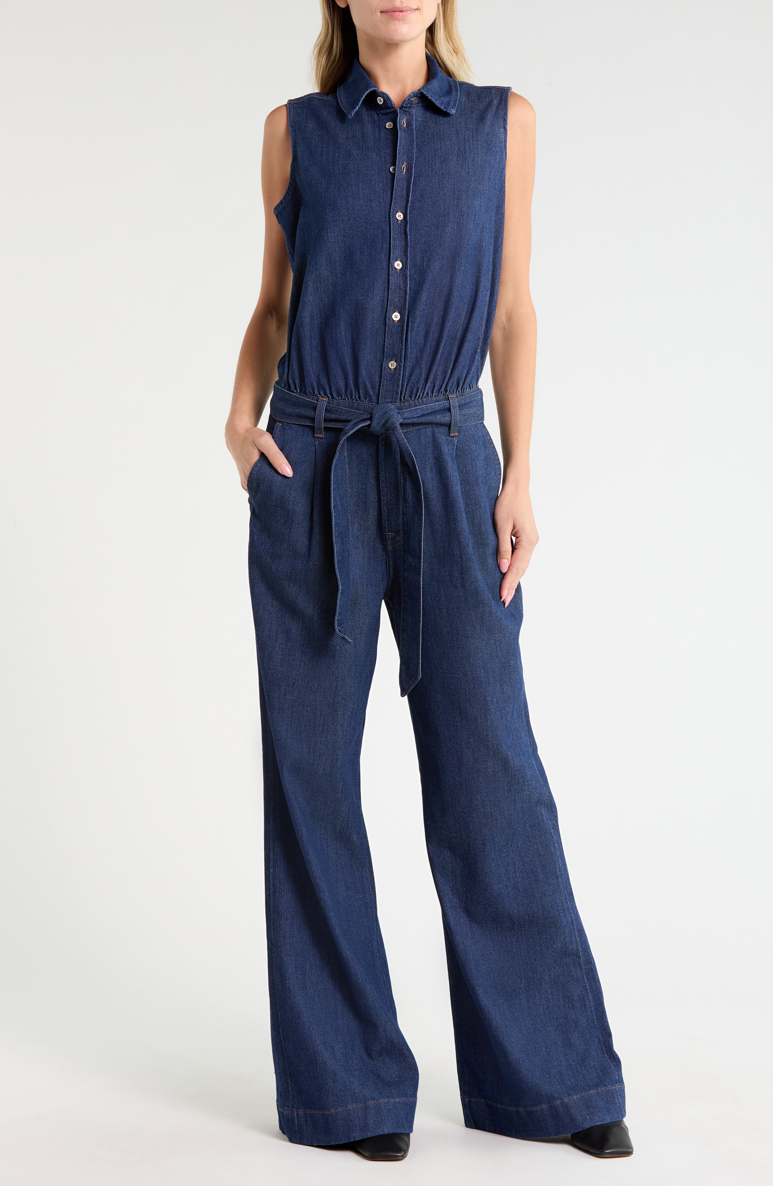 Sleeveless Denim Jumpsuit