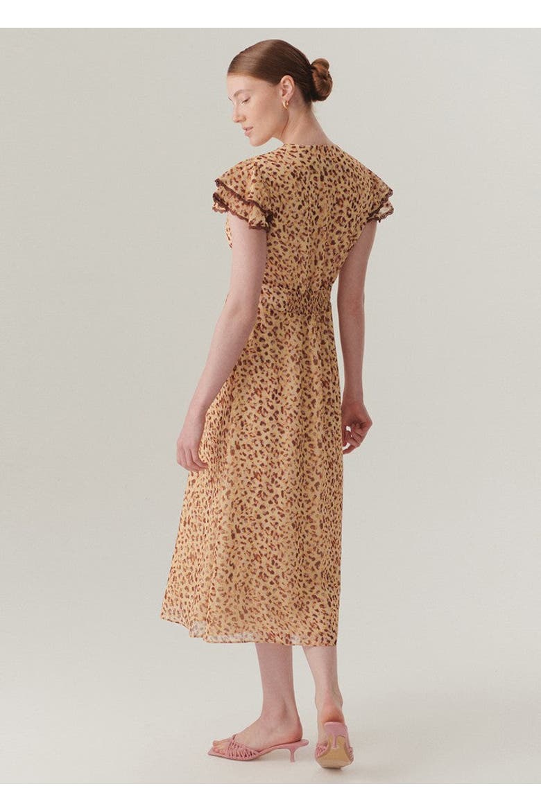 Nora Chiffon Midi Dress, Alternate, color, Orange Patterned