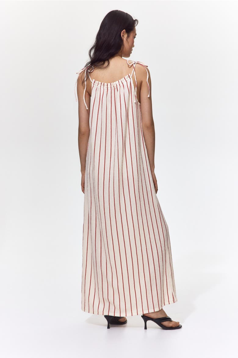 Crinkled Tie-strap Dress, Alternate, color, Cream/striped
