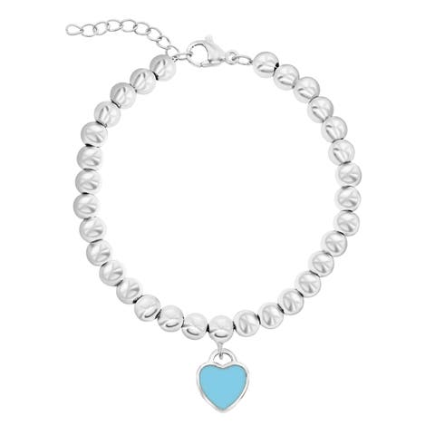 Beaded Heart Charm Bracelet