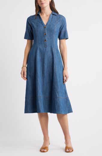 Caslon® Chambray A-Line Shirtdress