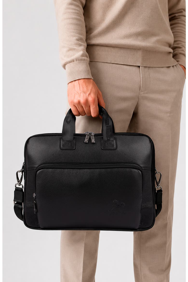El Cavaleiro 608 Leather Laptop Bag 16", Alternate, color, Black