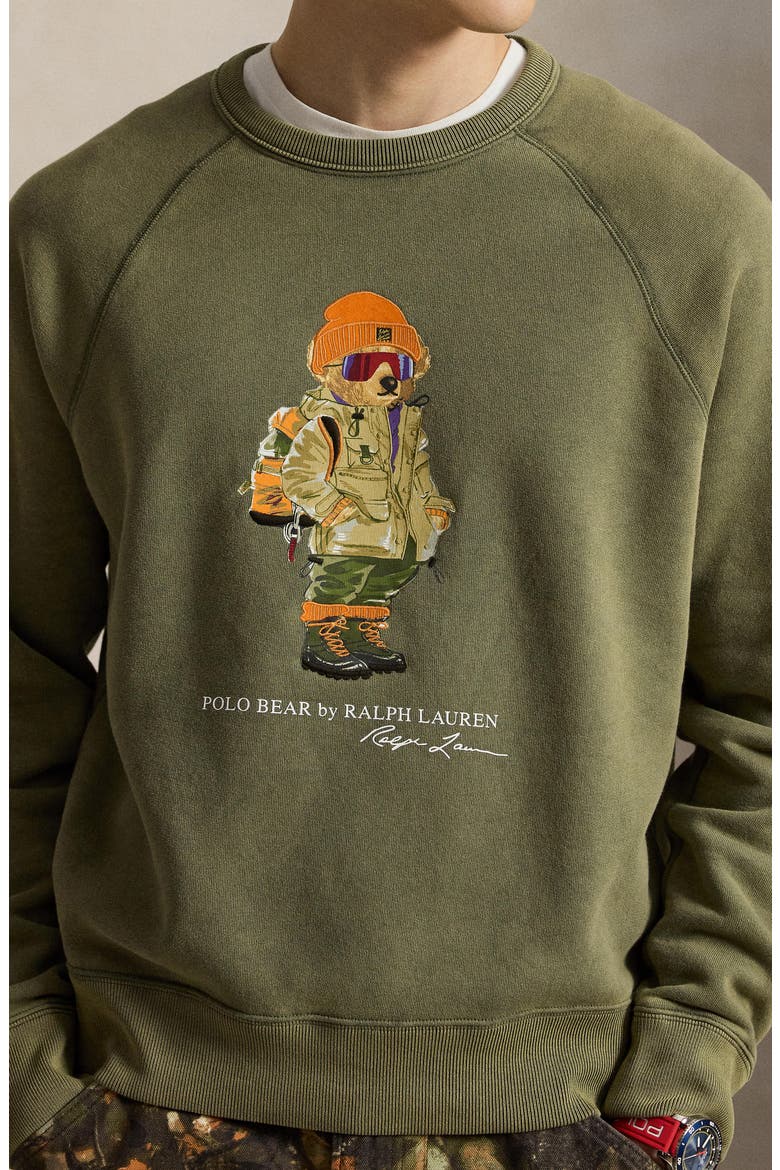 Polo Bear Graphic Fleece Sweatshirt, Alternate, color, GREEN