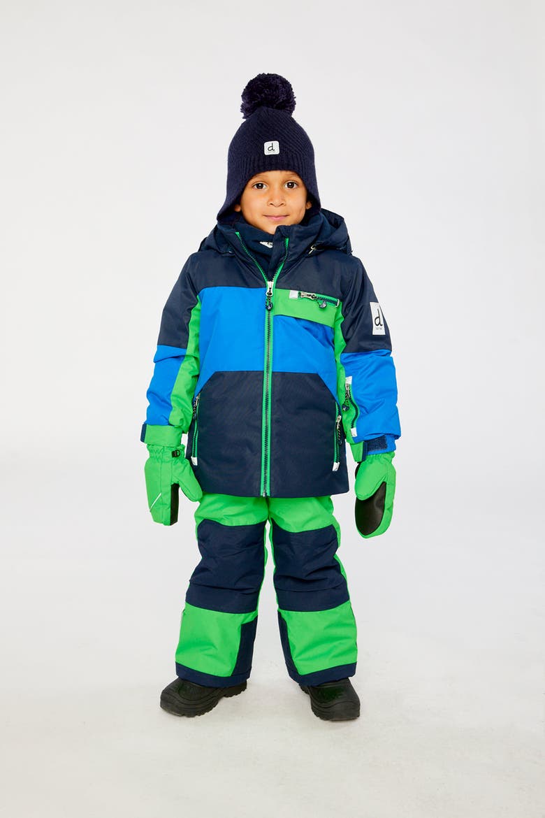 Play Colorblock Jacket & Reinforced Pants Two Piece Snowsuit, Alternate, color, Royal Blue and Green