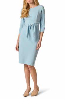 Tie Waist Crepe Sheath Dress