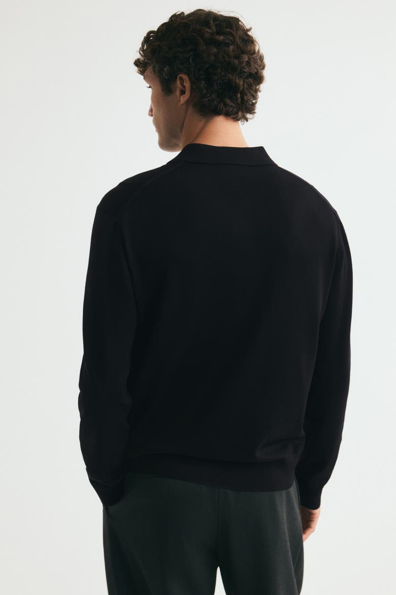 Regular-fit Knit Polo Shirt, Alternate, color, Black