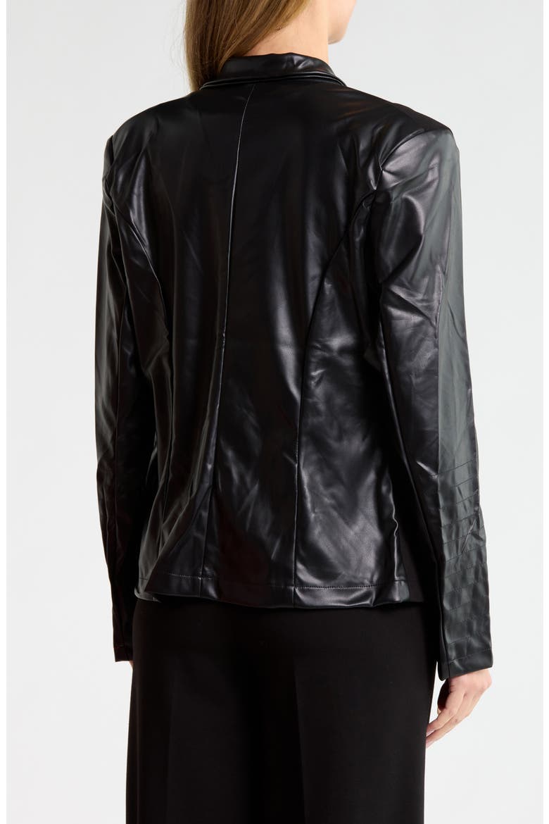 Faux Leather Sleeve Drape Front Jacket, Alternate, color, BLACK