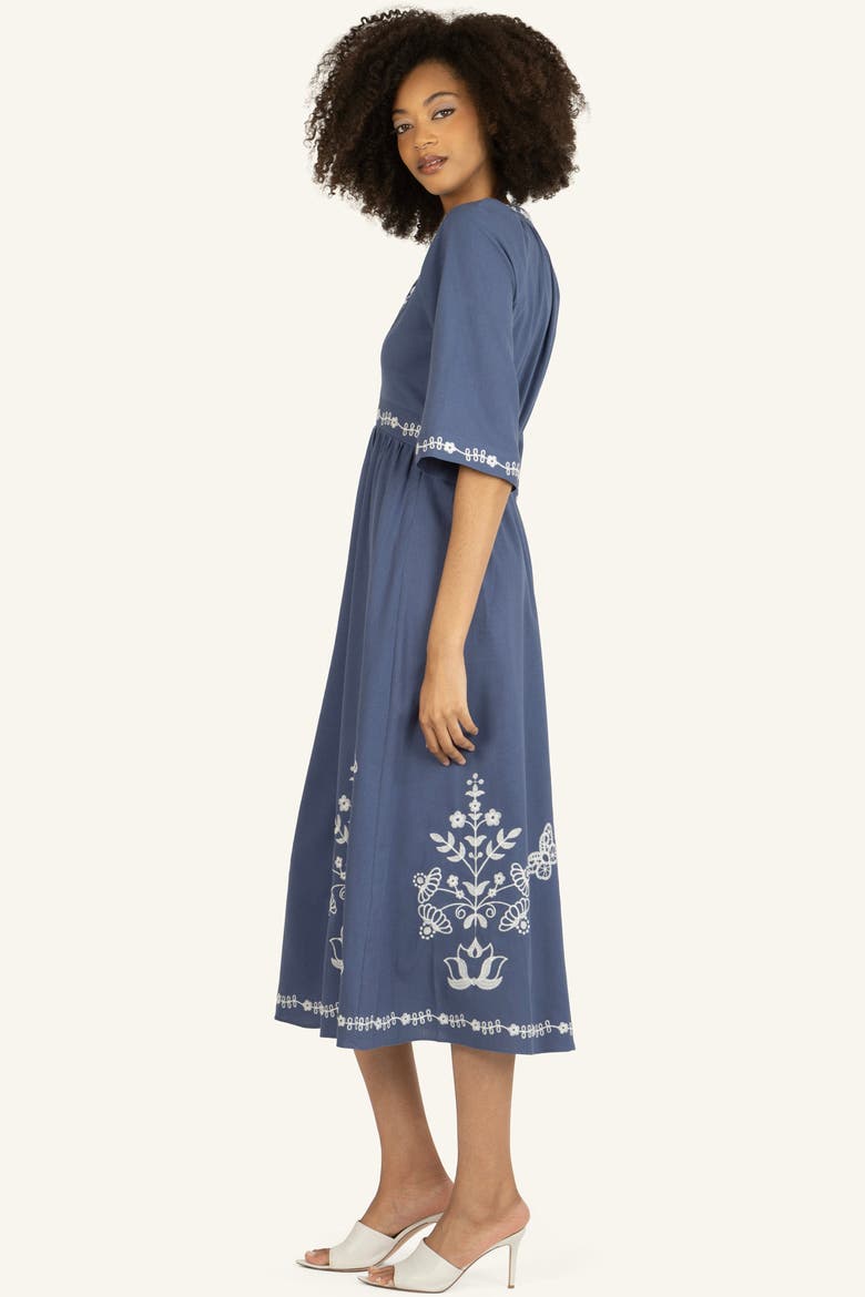 Roam Dress, Alternate, color, Blue with Off-White Embroidery