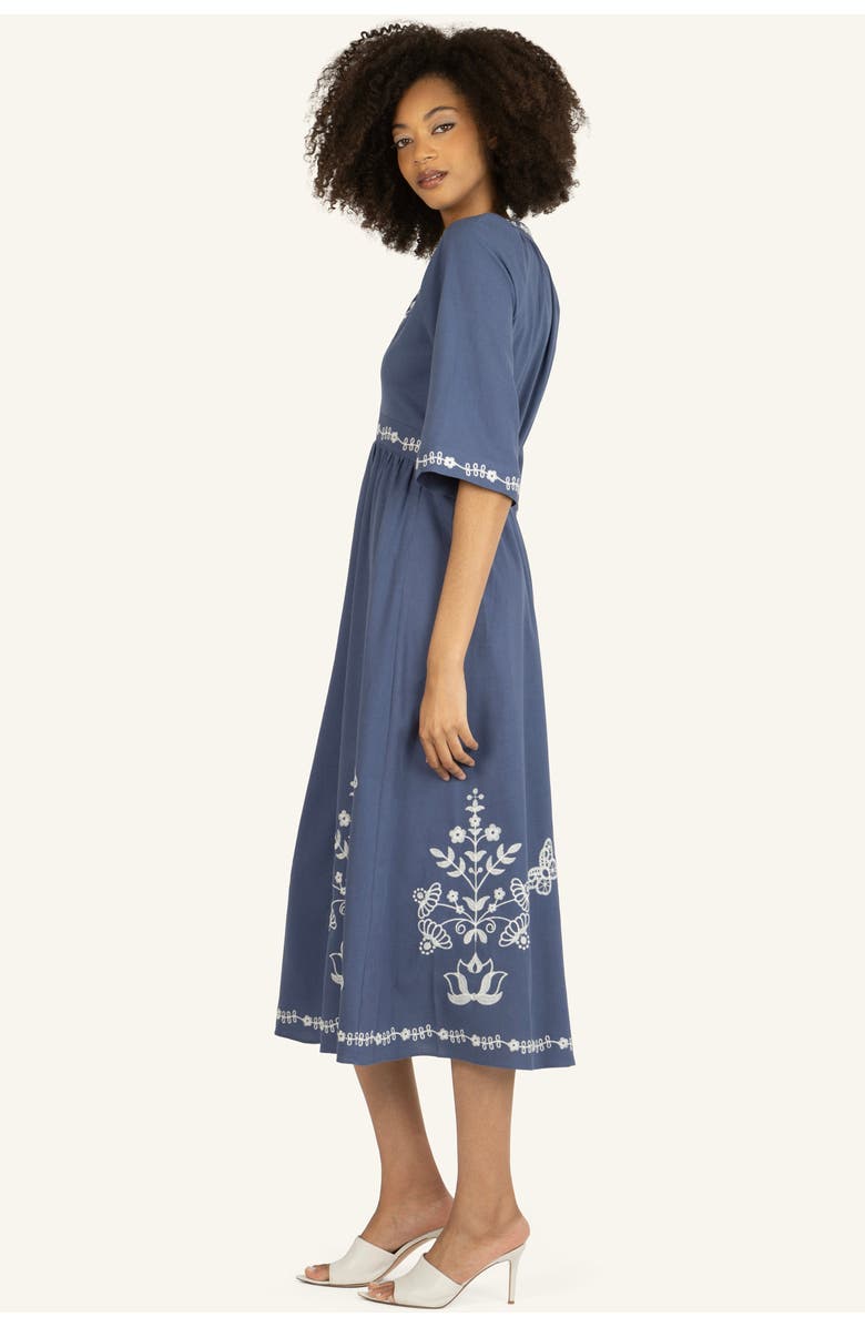 Super Natural by Secret Mission Roam Dress, Alternate, color, Blue With Off-White Embroidery