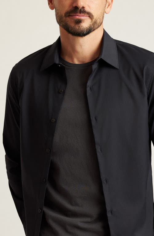 Bonobos Solid Black Woven Nylon Blend Button-up Shirt In Jet Black