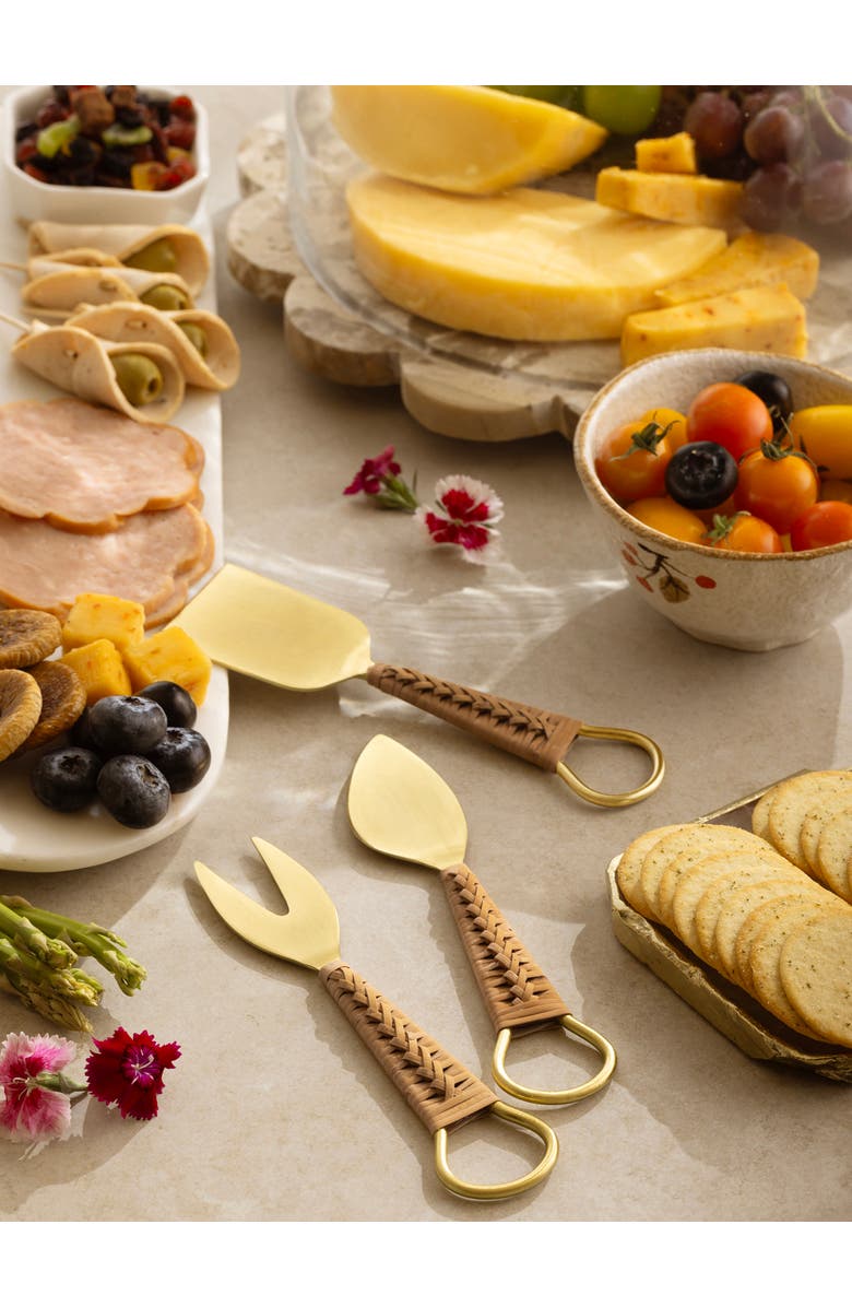 GAURI KOHLI Helsinki Cheese Knives, Set of 3, Alternate, color, Gold