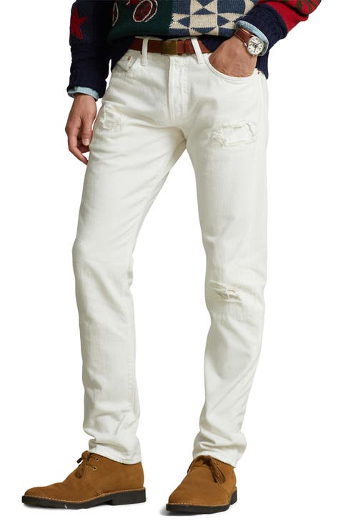 Distressed Slim Straight Leg Jeans