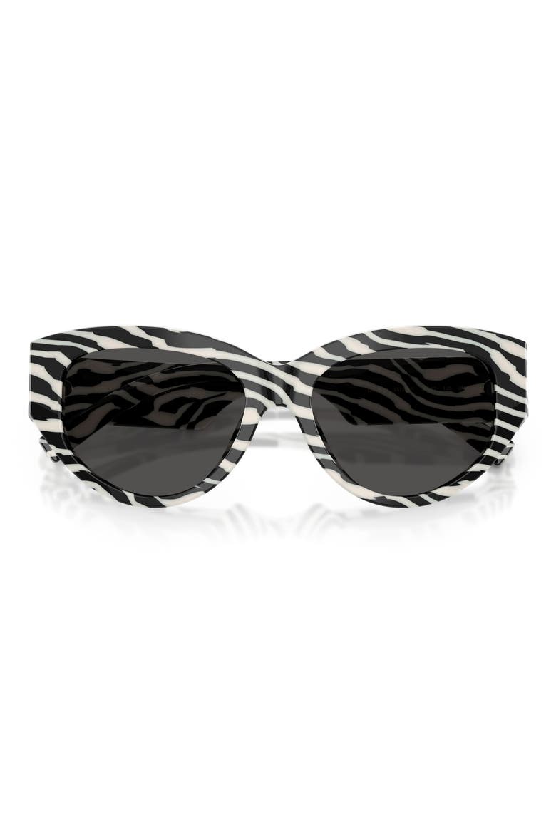 55mm Cat Eye Sunglasses, Alternate, color, ZEBRA / DARK GREY