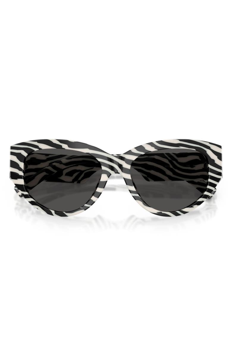 Dolce&Gabbana 55mm Cat Eye Sunglasses, Alternate, color, Zebra / Dark Grey