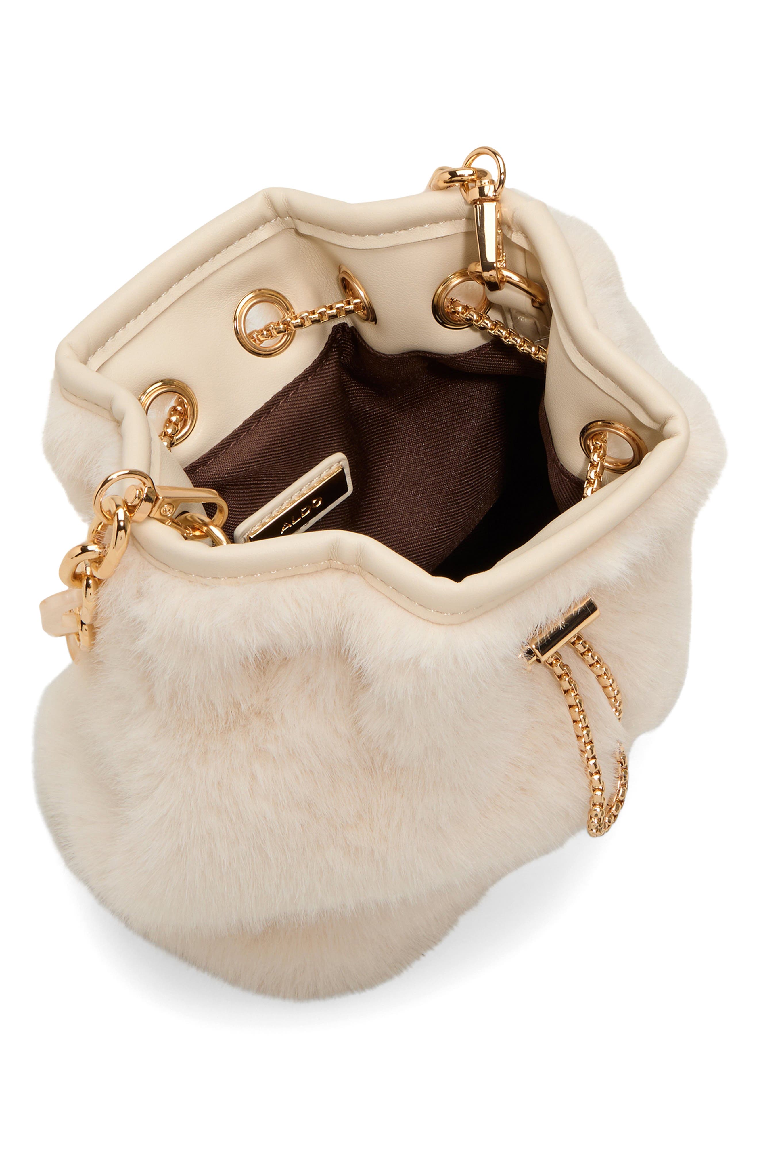 ALDO Ilynnaa Faux Fur Bucket Bag, Alternate, color, Other White