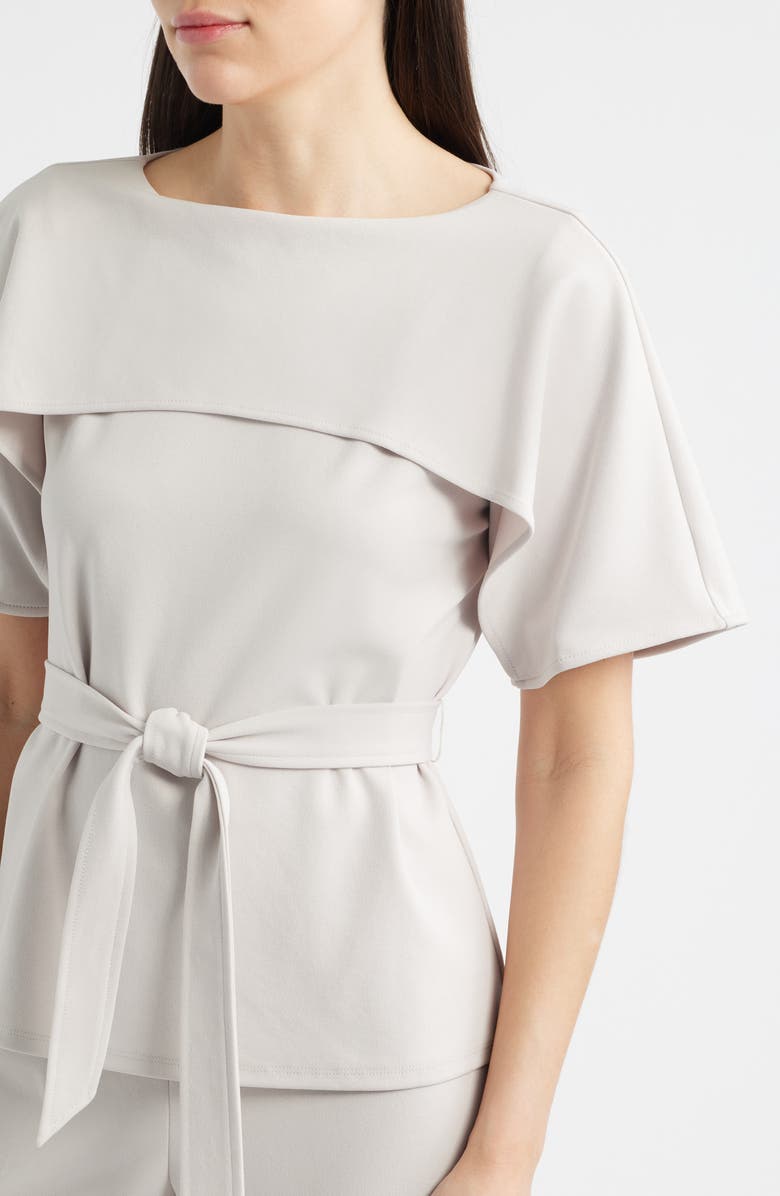 Anne Klein Layered Bateau Neck Knit Top, Alternate, color, Soft Pebble