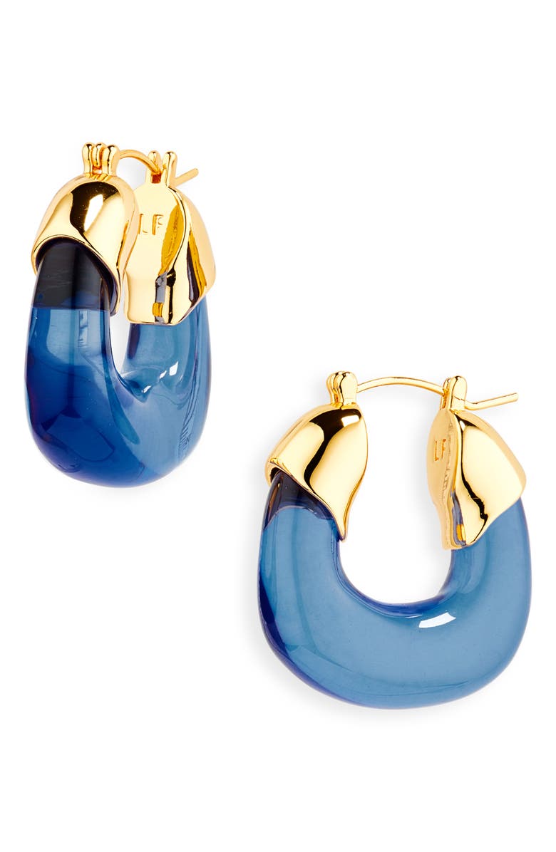 Lizzie Fortunato Mini Organic Hoop Earrings, Main, color, Electric Blue