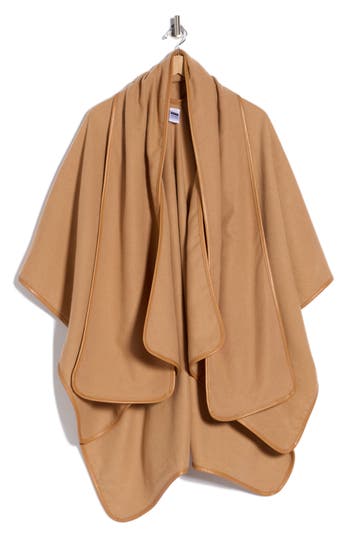 Nordstrom Rack Faux Leather Trim Cape In Nude