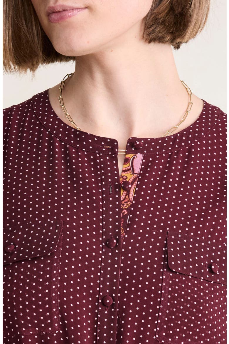 Mixed Print Long Sleeve Pleated Georgette Midi Dress, Alternate, color, PAISLEY MEDIUM CRIMSON