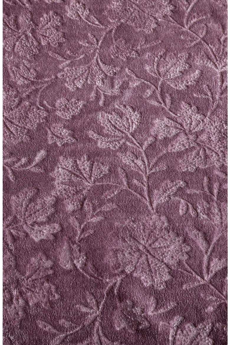 Woodblock Floral Fleece Throw, Alternate, color, PURPLE