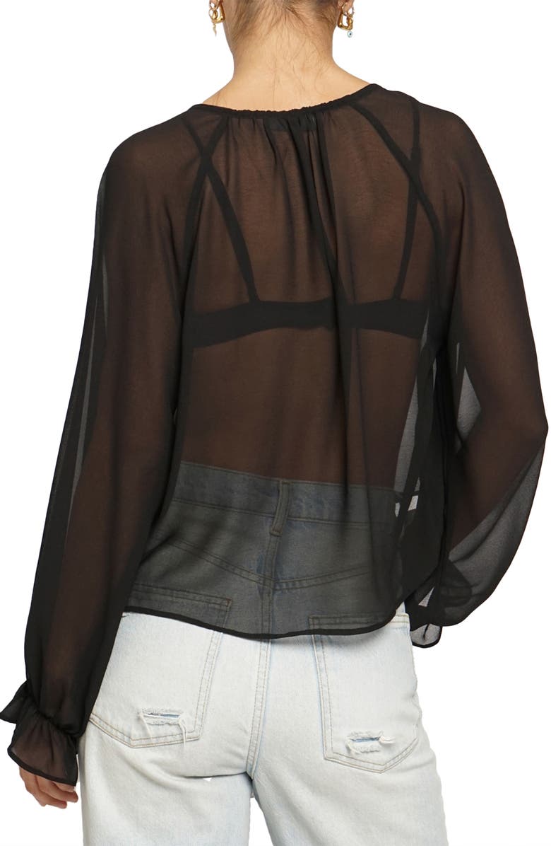 Know One Cares Ruffle Sheer Top, Alternate, color, 