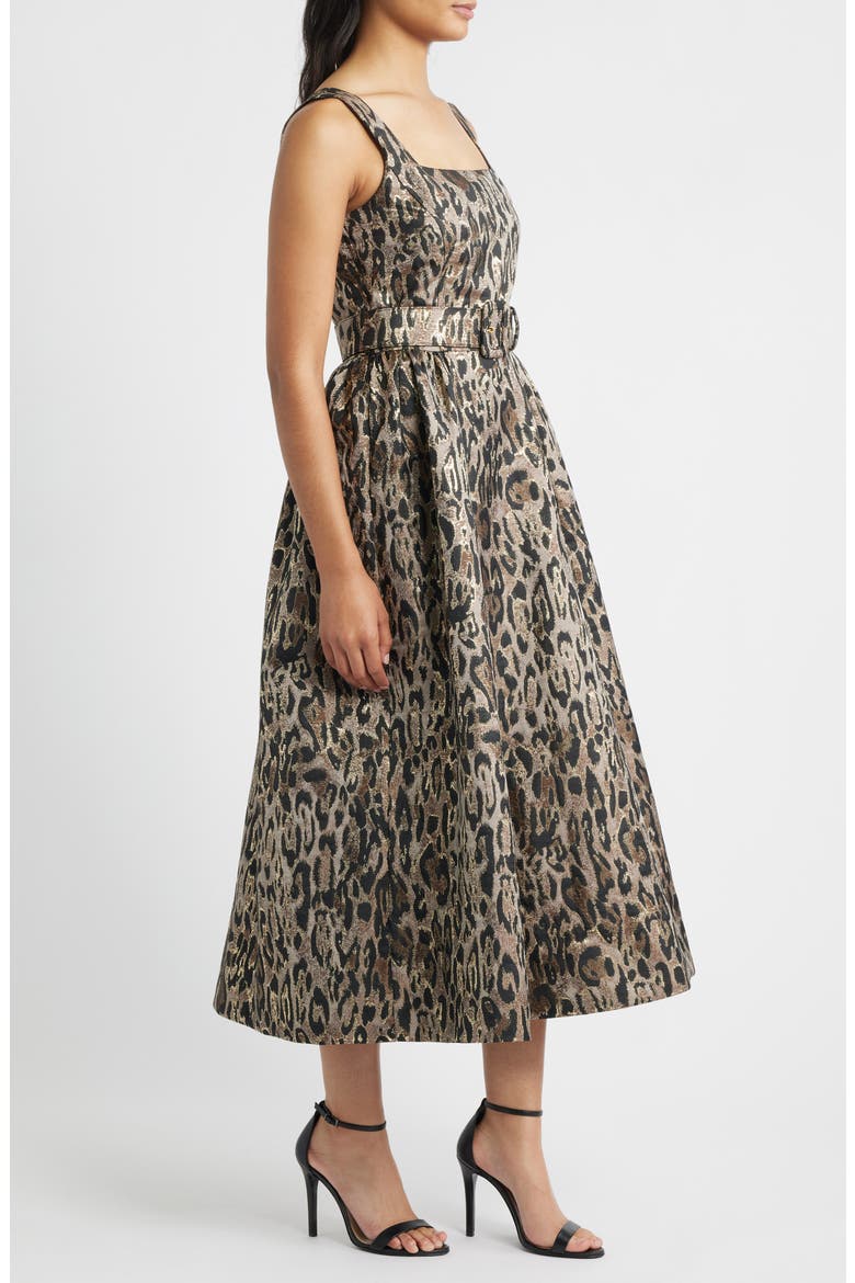 Jacquard Sleeveless Gown, Alternate, color, BLACK/ BEIGE MULTI