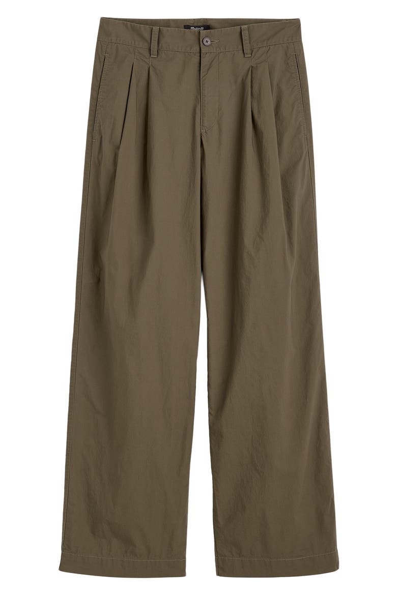 The Everyday Pleated Cotton Poplin Trousers, Alternate, color, FADED IVY