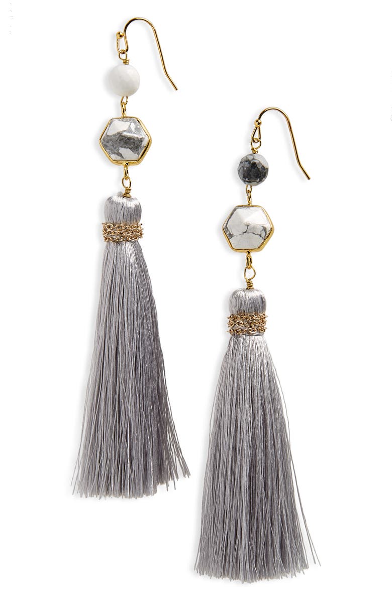Panacea Stone Tassel Earrings, Main, color, 