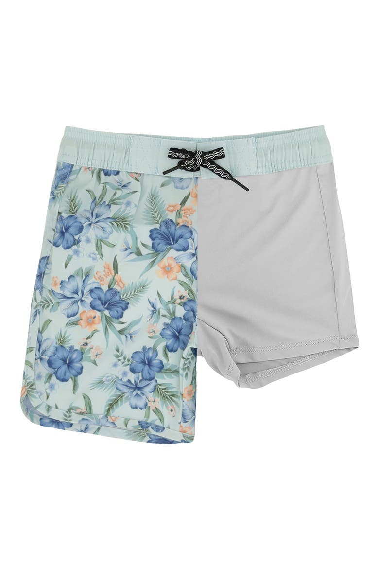 Kids' Scallop UPF 50+ Board Shorts, Alternate, color, SALTWATER