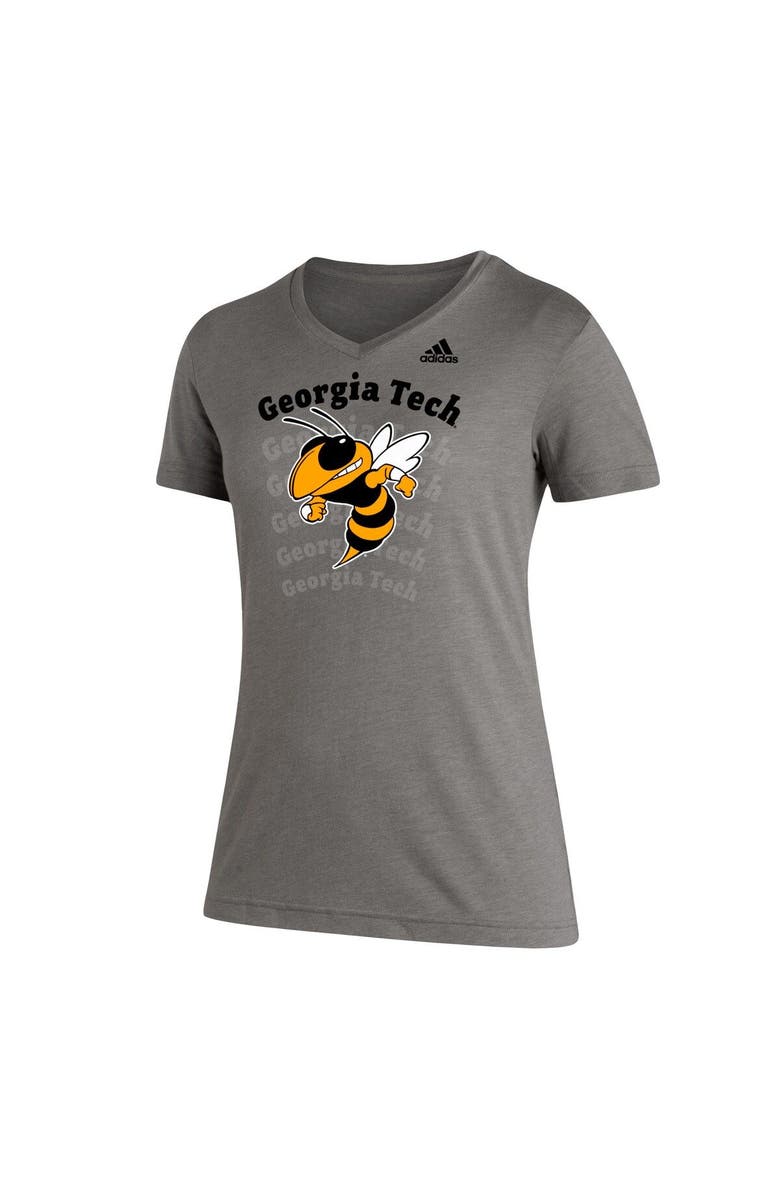 adidas Women's adidas Heathered Gray Georgia Tech Yellow Jackets Vault Logo Repeat Tri-Blend V-Neck T-Shirt, Alternate, color,