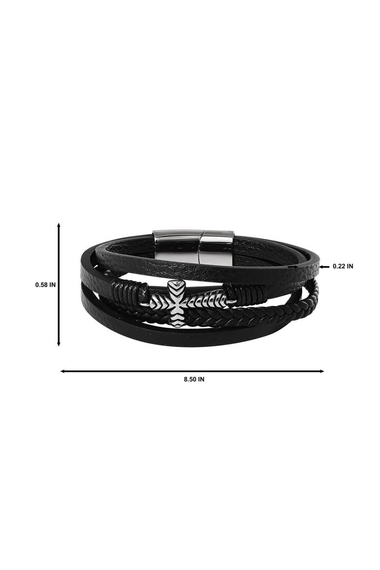 Row Cross Bracelet, Alternate, color, Black