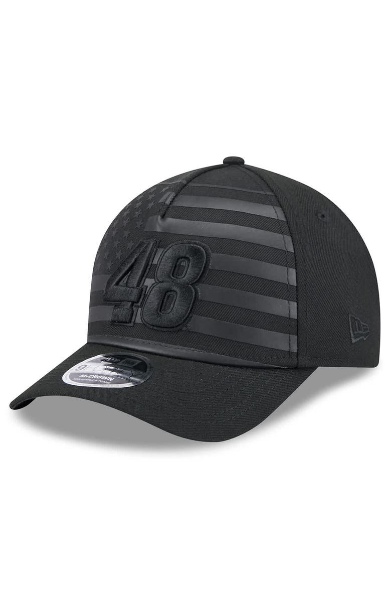 New Era Men's New Era Black Alex Bowman American Flag 9FORTY M-Crown A-Frame Adjustable Hat, Main, color, Black