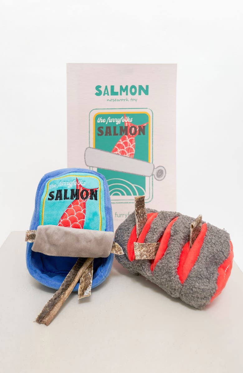 the furryfolks Tinned Salmon Nosework Toy, Alternate, color, Blue