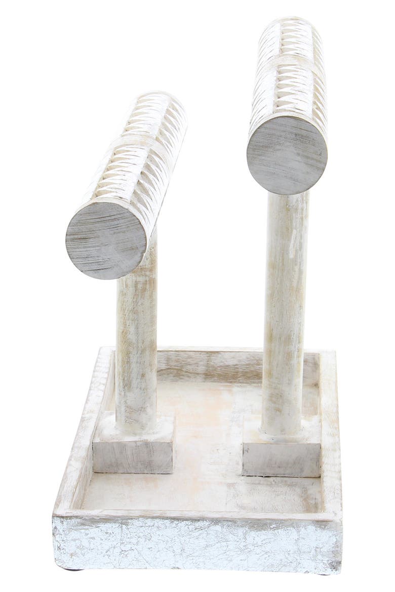 Silvertone Wood Natural Jewelry Stand, Alternate, color, SILVER