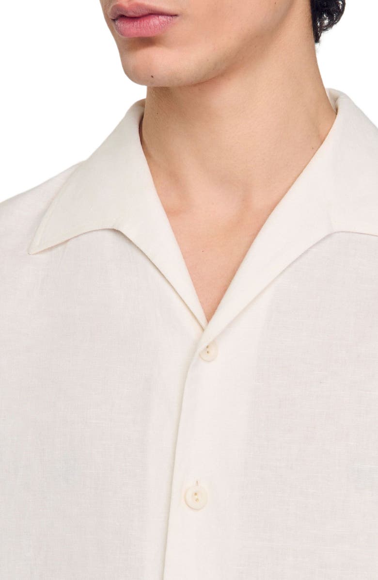 SANDRO Cotton and linen shirt, Alternate, color, Ivory.