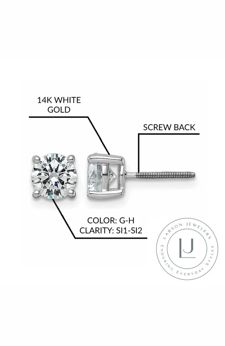 Larson 14K Gold 4 Prong Solitaire Basket Stud Earrings With Lab Grown Diamond, Alternate, color, White Gold