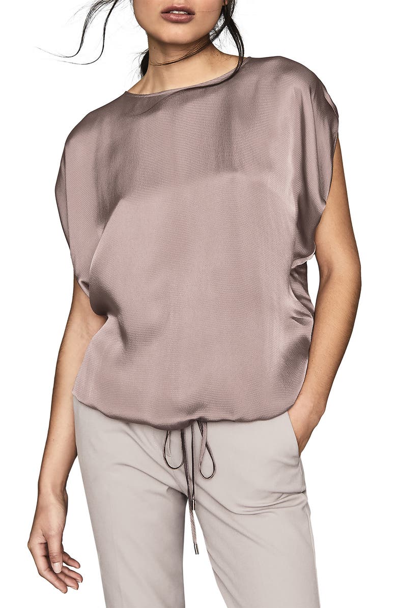 Reiss Maggie Textured Satin Dolman Top, Main, color,