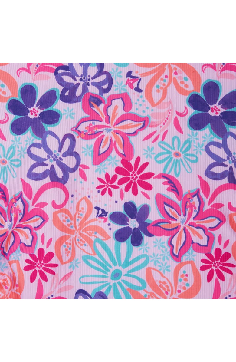 Andy & Evan Kids" Tropical Floral Long Sleeve Two-Piece Rashguard Swimsuit, Alternate, color, Purple Tropic