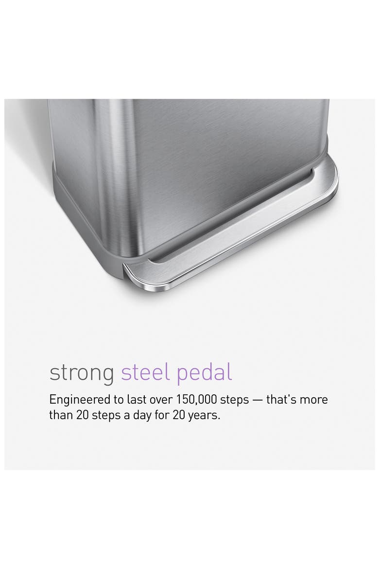 45L rectangular step can with liner pocket, Alternate, color, BRUSHED