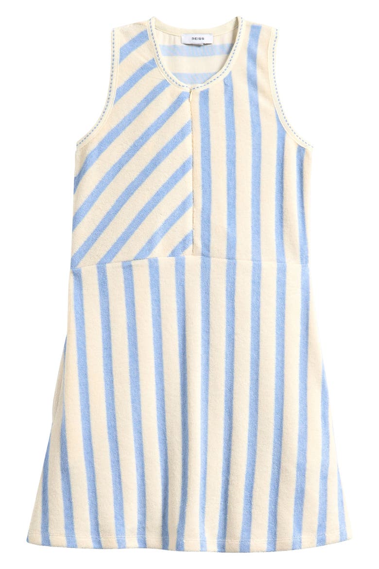 Kids' Sunny Stripe Terry Dress, Main, color, PALE BLUE
