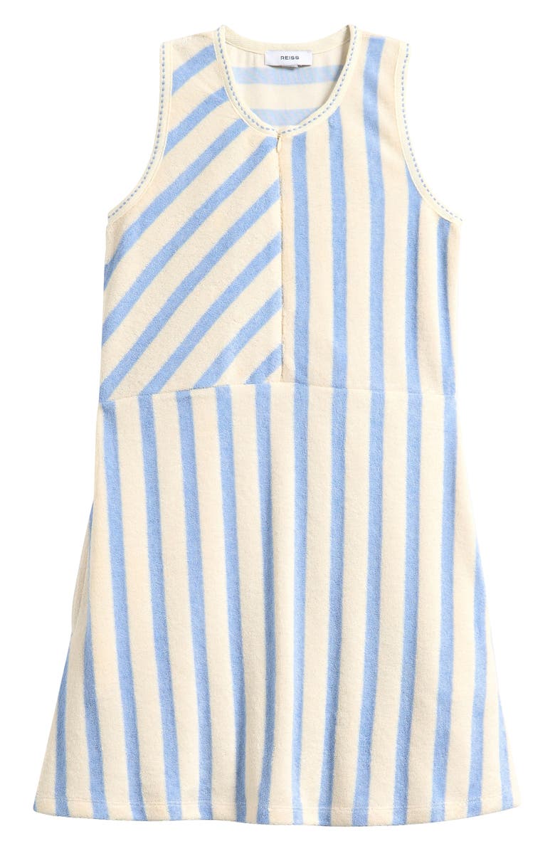 Reiss Kids' Sunny Stripe Terry Dress, Main, color, Pale Blue