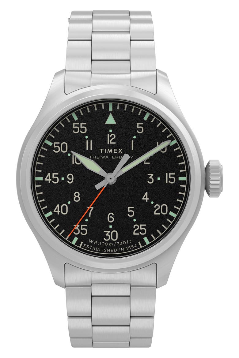 Waterbury Ace 41mm Stainless Steel Bracelet Watch, Main, color, BLACK/ SILVER-TONE