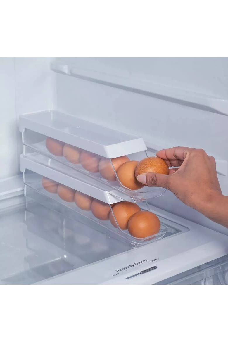 Rolling Clear Stackable Egg Holder Organizer, Alternate, color, Clear/White