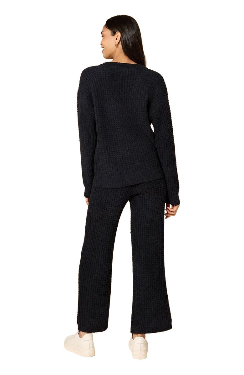 Softies Waffle Marshmallow V-Neck Lounge Set, Alternate, color, Black