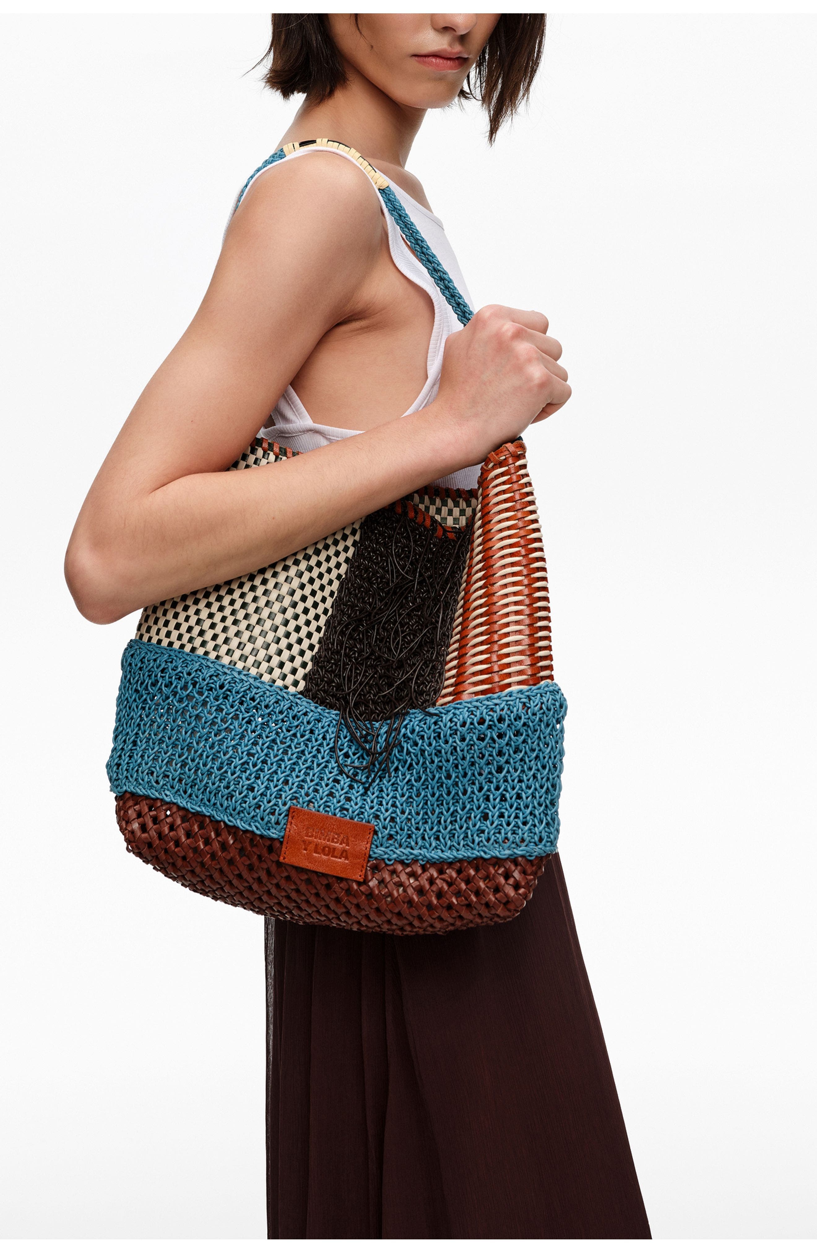 Bimba y Lola Leather Charm Shoulder Bag, Alternate, color, Blue