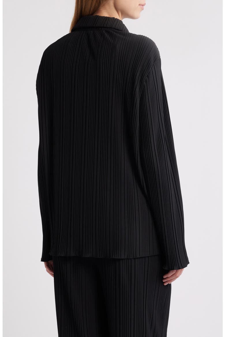 Plissé Button-Up Shirt, Alternate, color, JET