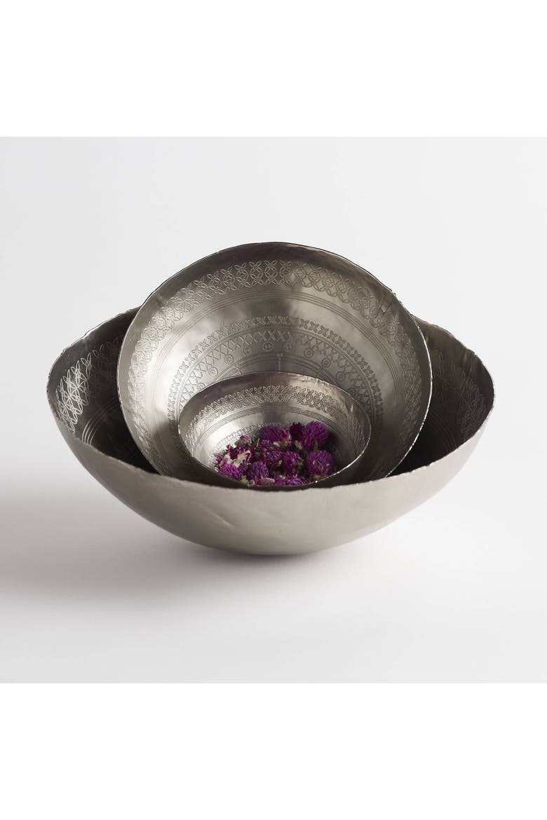 Mandala Bowls Assorted Set of 3, Main, color, Nickel