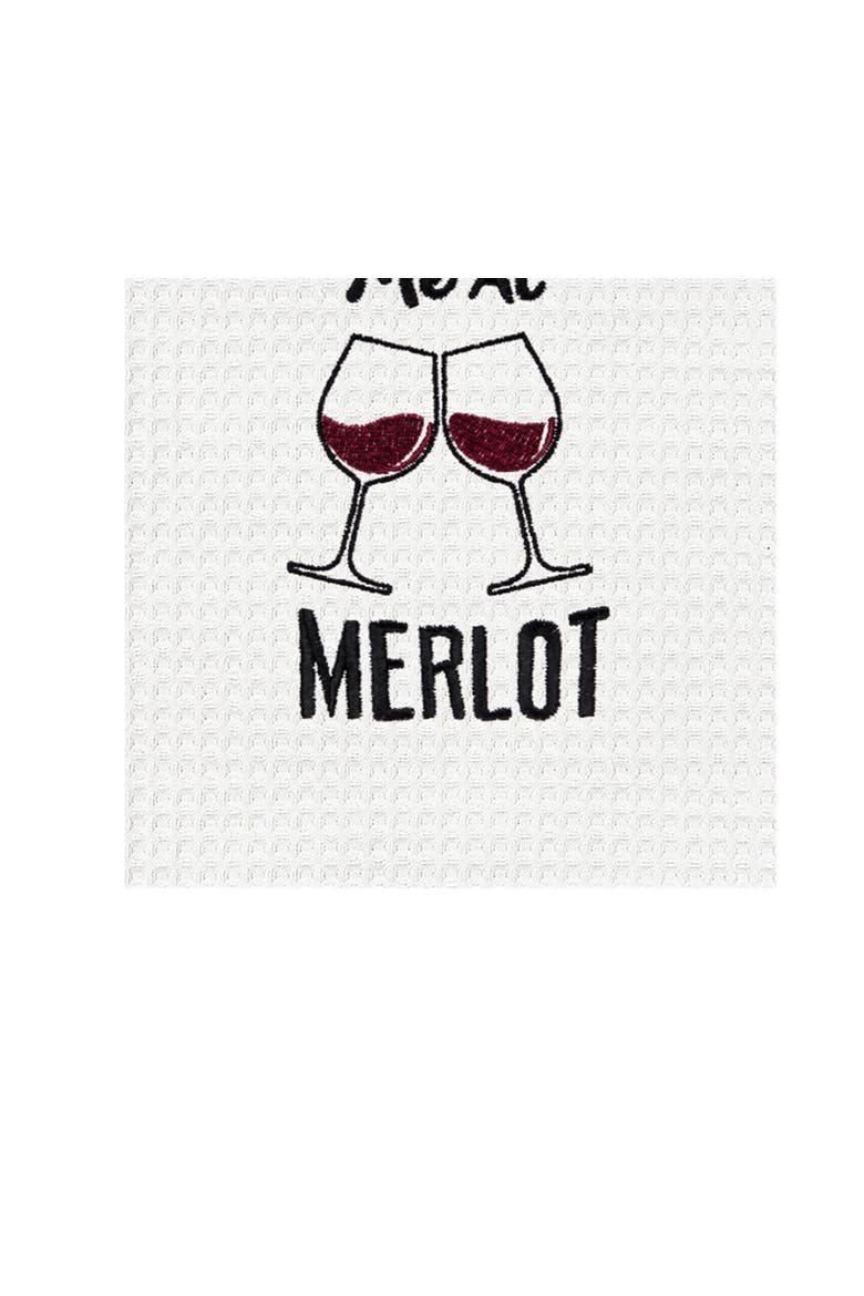 "You Had Me At Merlot" Waffle Weave Dishtowel, Alternate, color, Red